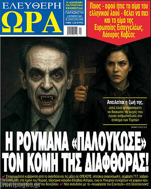 Πρωτοσέλιδο εφημερίδας Ελεύθερη ώρα - protoselida