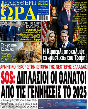 Πρωτοσέλιδο εφημερίδας Ελεύθερη ώρα - protoselida