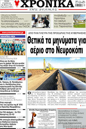 Πρωτοσέλιδο Χρονικά της Δράμας