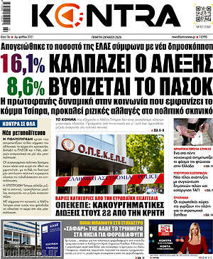 Kontra News: Καλπάζει ο Αλέξης βυθίζεται το ΠΑΣΟΚ