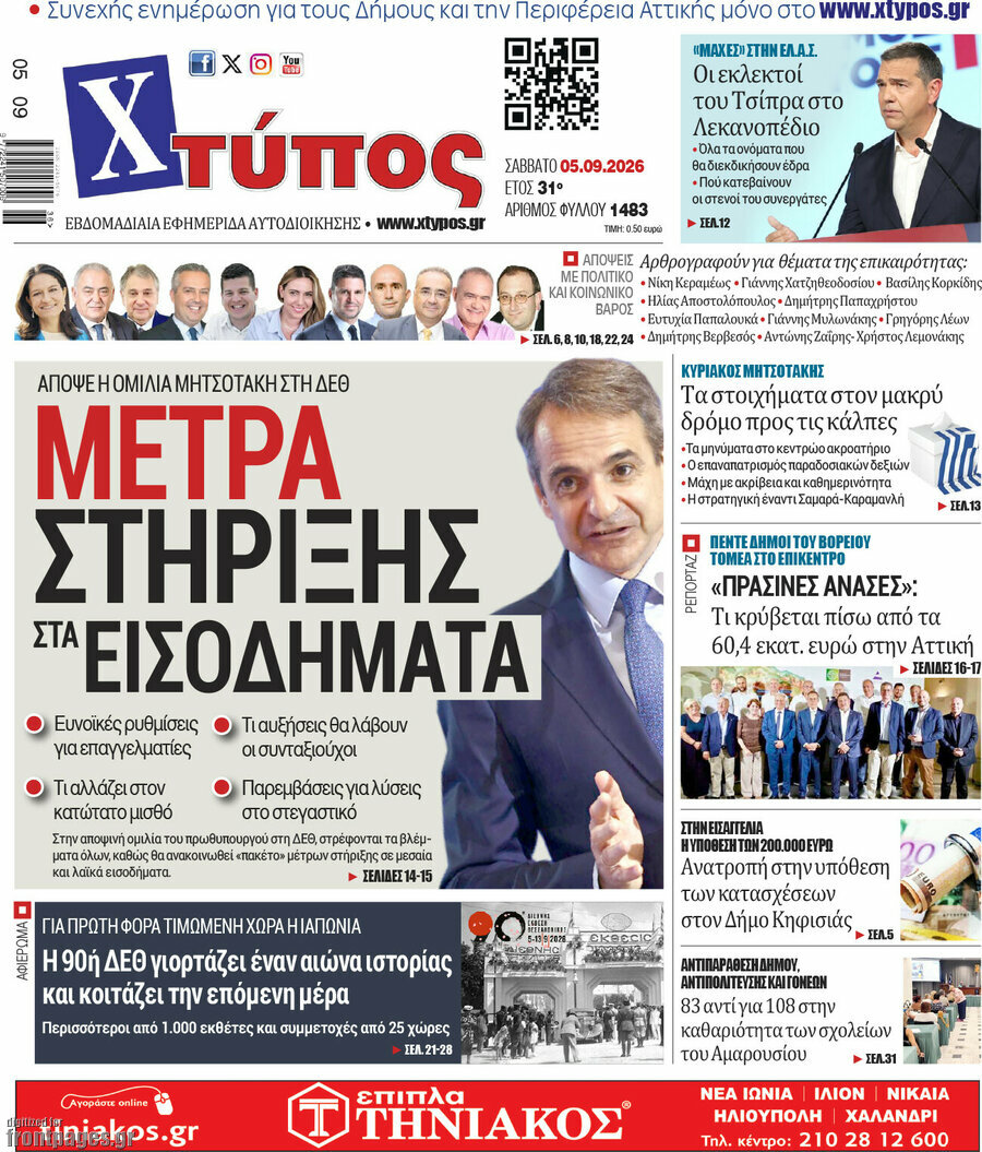 Πρωτοσέλιδο Χτύπος – 5 Σεπτεμβρίου 2026