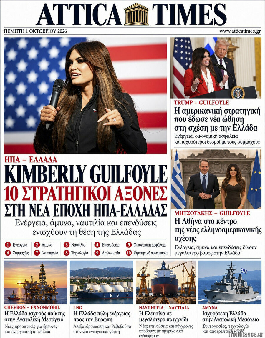 Πρωτοσέλιδο Attica Times – 1 Οκτωβρίου 2026