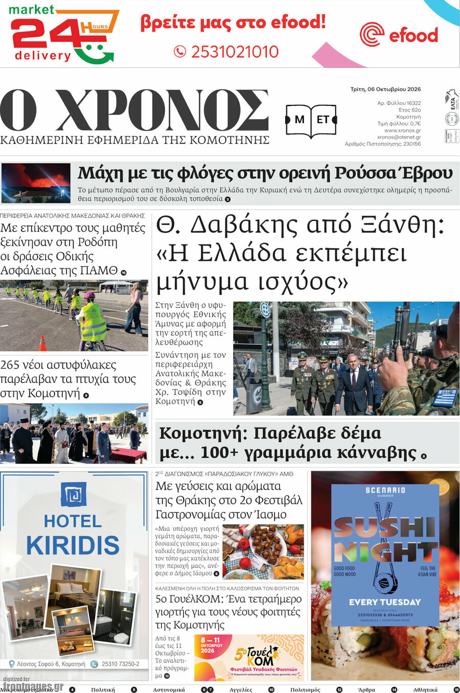 Πρωτοσέλιδο Χρόνος – 6 Οκτωβρίου 2026