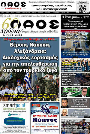 Πρωτοσέλιδο Λαός – 20 Οκτωβρίου 2026